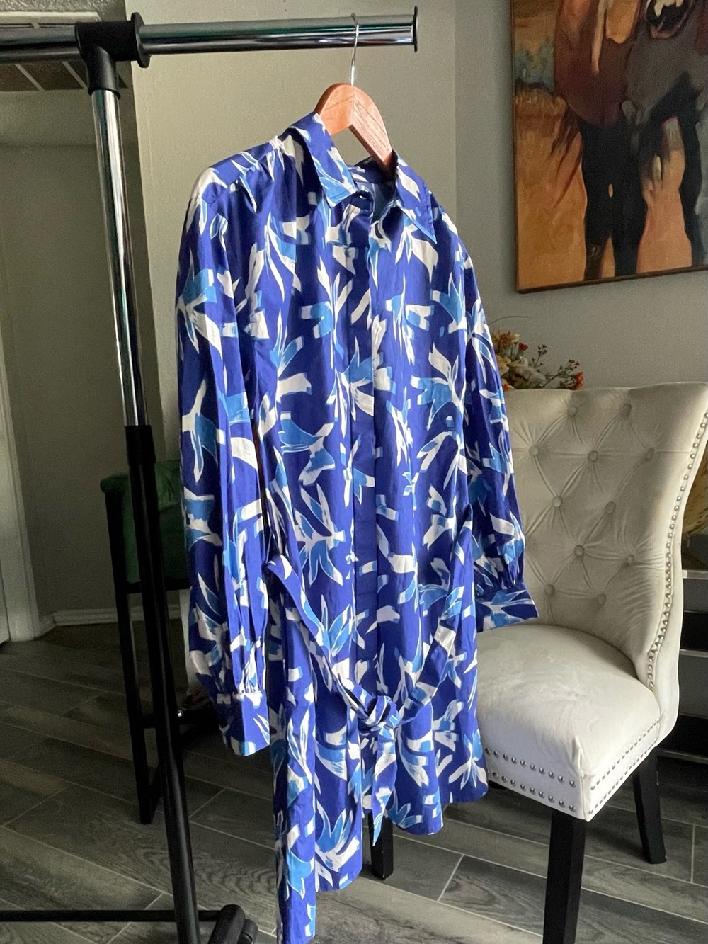 Scoop Long Sleeve Button Up Dress S but medium size people can wear